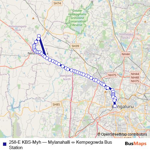 258-E KBS-Myh bus Line Map