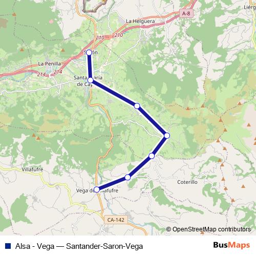 Alsa - Vega bus Line Map