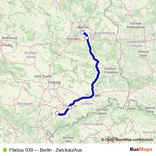 Flixbus 039 bus Line Map