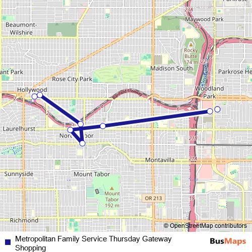 Metropolitan Family Service Thursday Gateway Shopping bus Line Map