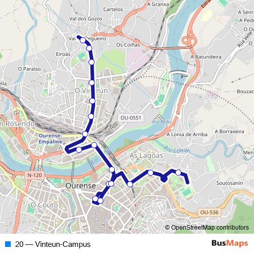 20 bus Line Map