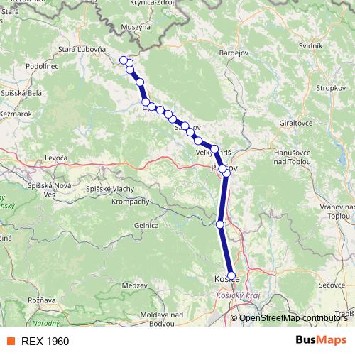 REX 1960 rail Line Map