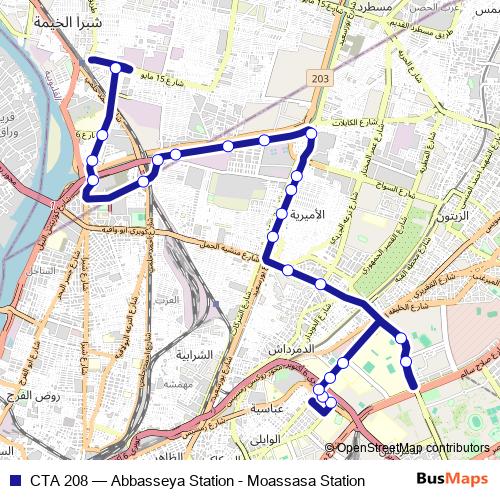 CTA 208 bus Line Map