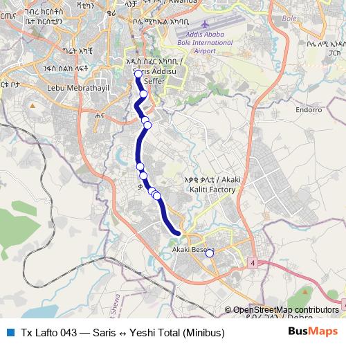 Tx Lafto 043 bus Line Map