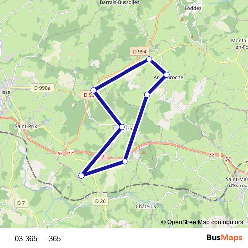 03-365 bus Line Map