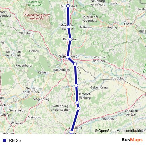 RE 25 bus Line Map