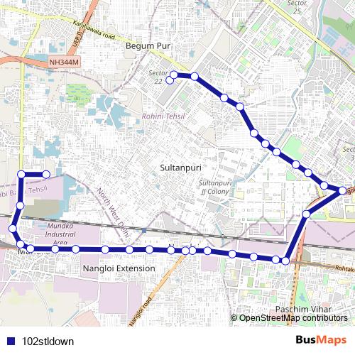 102stldown bus Line Map