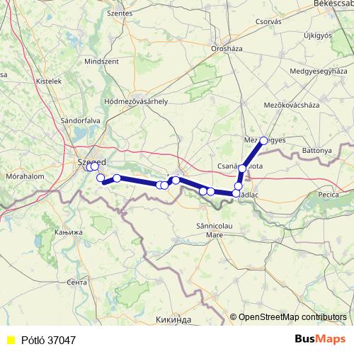 Pótló 37047 bus Line Map