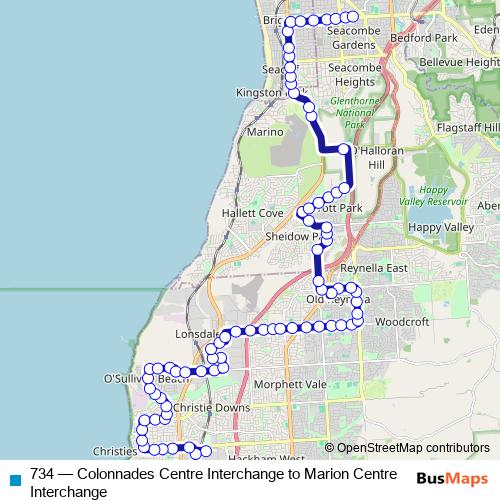 734 bus Line Map