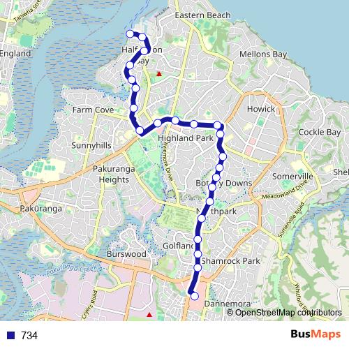 734 bus Line Map