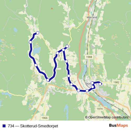 734 bus Line Map