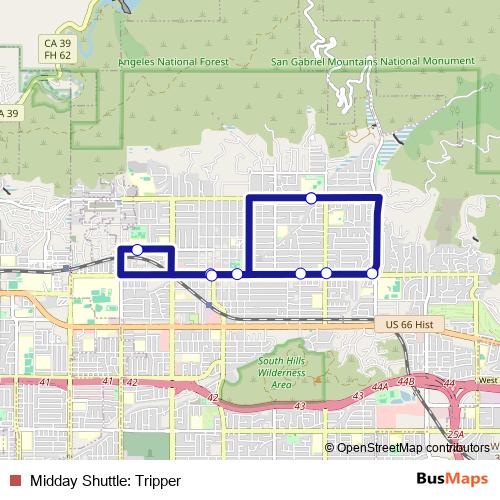 Midday Shuttle: Tripper bus Line Map