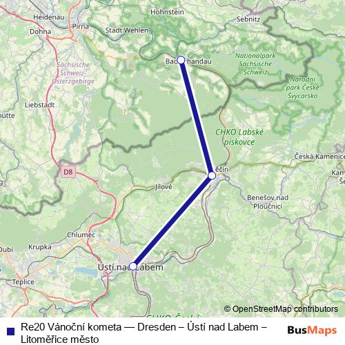 Re20 Vánoční kometa rail Line Map