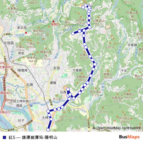 紅5 bus Line Map