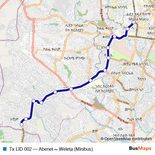 Tx LID 002 bus Line Map
