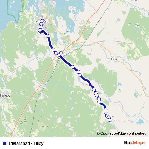 Pietarsaari - Lillby bus Line Map