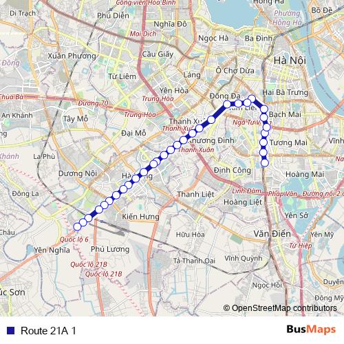 Route 21A 1 bus Line Map