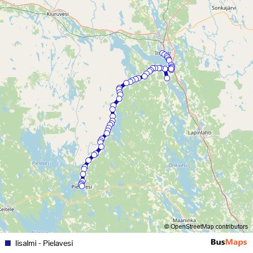 Iisalmi - Pielavesi bus Line Map