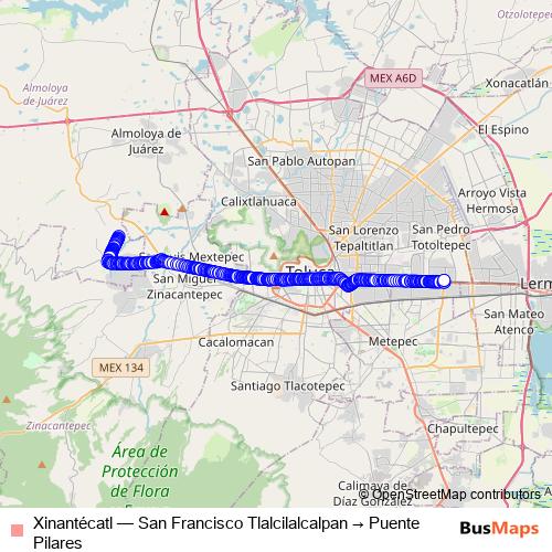 Xinantécatl bus Line Map