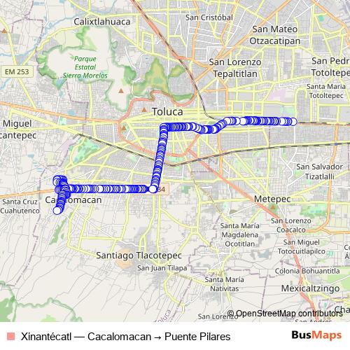 Xinantécatl bus Line Map