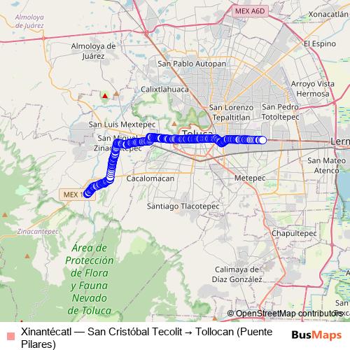 Xinantécatl bus Line Map