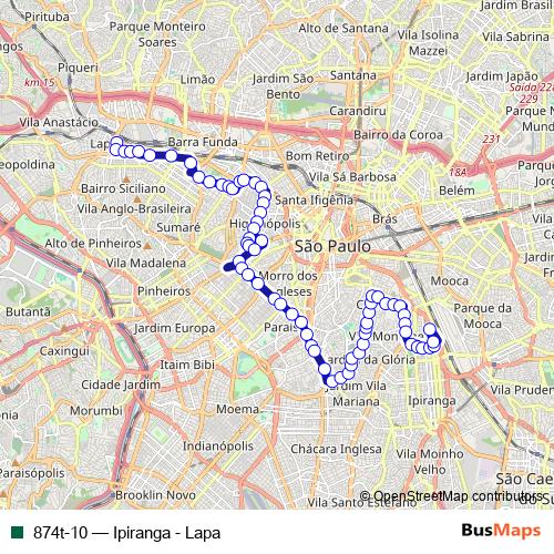 874t-10 bus Line Map