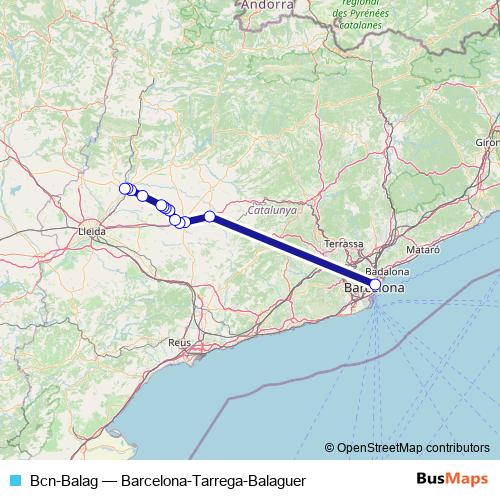 Bcn-Balag bus Line Map