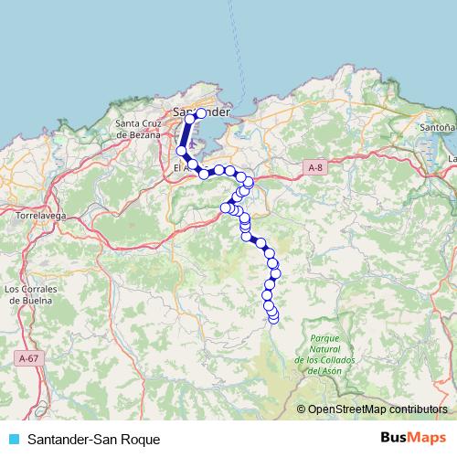 Santander-San Roque bus Line Map