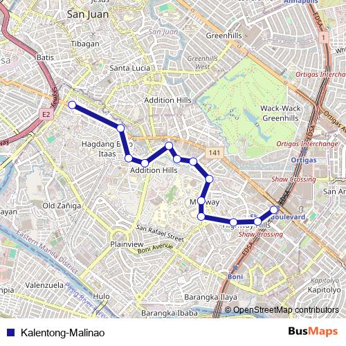 Kalentong-Malinao bus Line Map