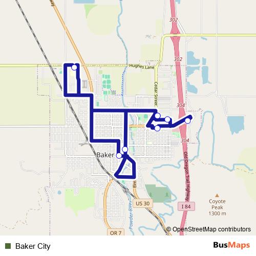 Baker City bus Line Map