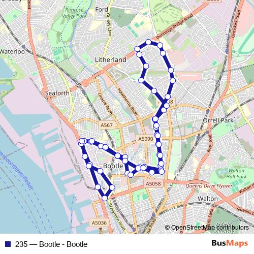 235 bus Line Map
