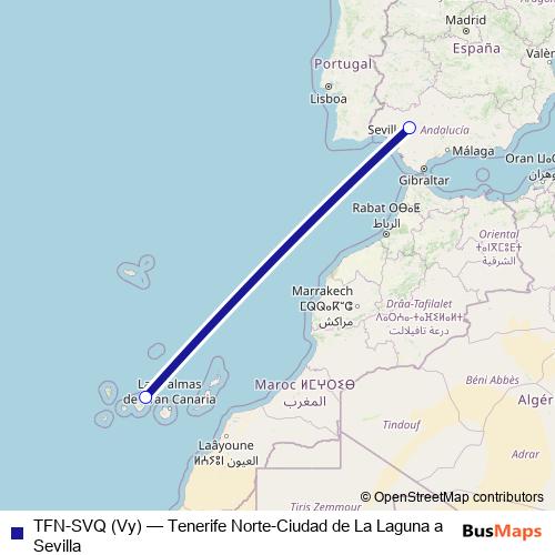 TFN-SVQ (Vy) air Line Map