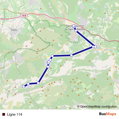 Ligne 114 bus Line Map