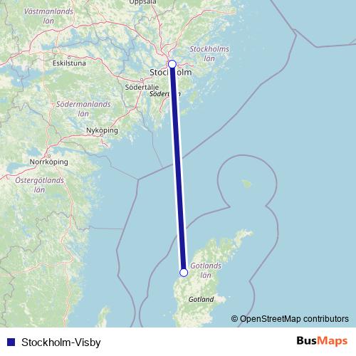 Stockholm-Visby ferry Line Map