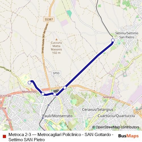 Metroca 2-3 tram Line Map