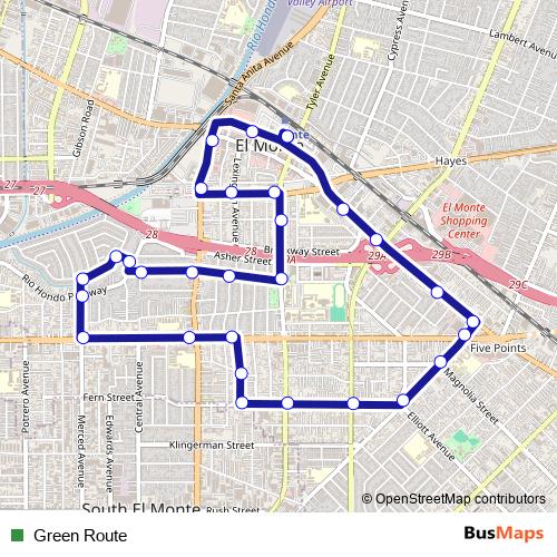 Green Route bus Line Map