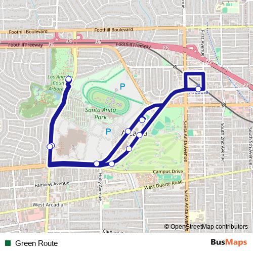 Green Route bus Line Map