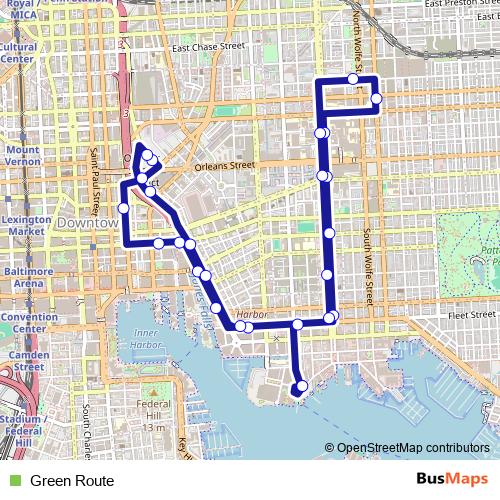 Green Route bus Line Map