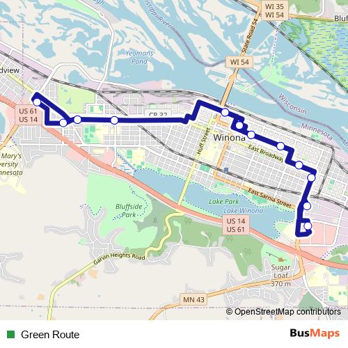 Green Route bus Line Map