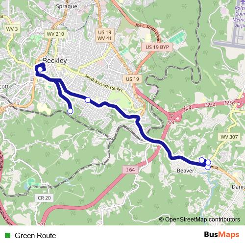 Green Route bus Line Map