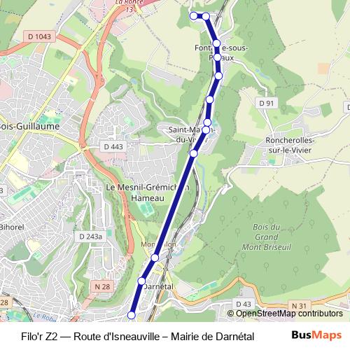 Filo'r Z2 bus Line Map