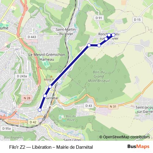Filo'r Z2 bus Line Map