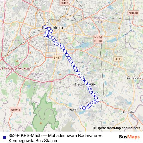 352-E KBS-Mhdb bus Line Map