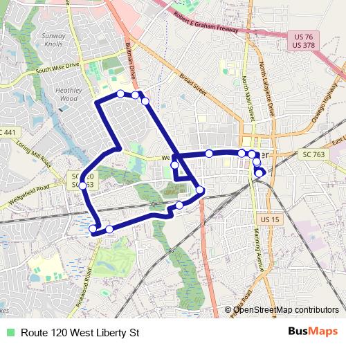 Route 120 West Liberty St bus Line Map