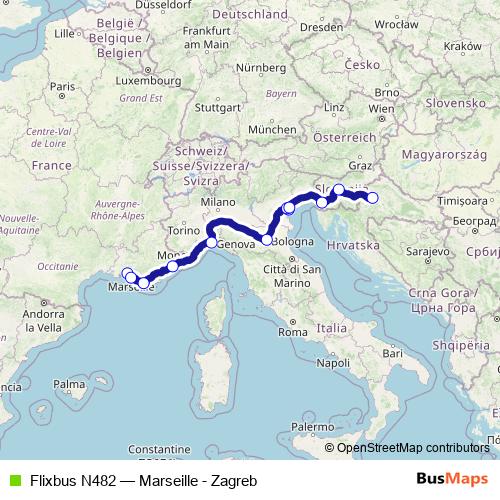 Flixbus N482 bus Line Map