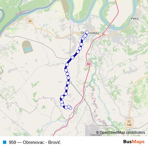 959 bus Line Map