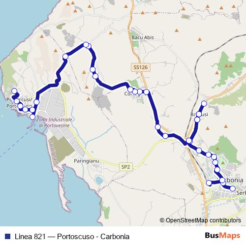 Linea 821 bus Line Map