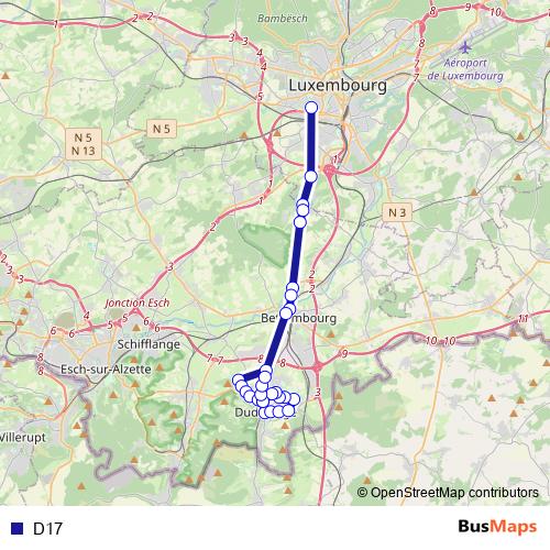 D17 bus Line Map