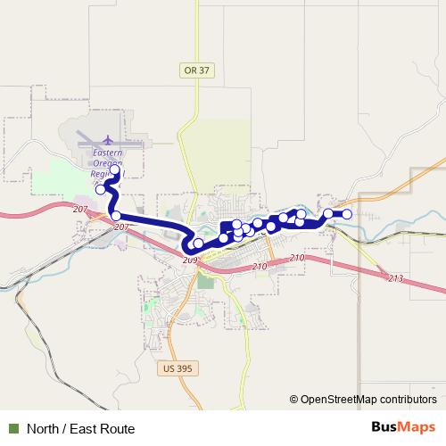 North / East Route bus Line Map