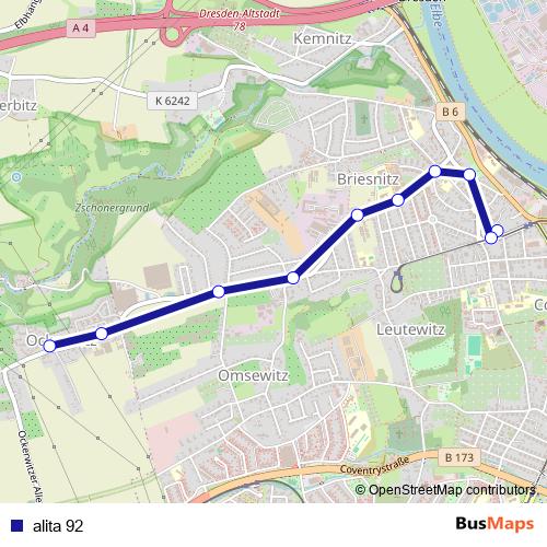 alita 92 bus Line Map